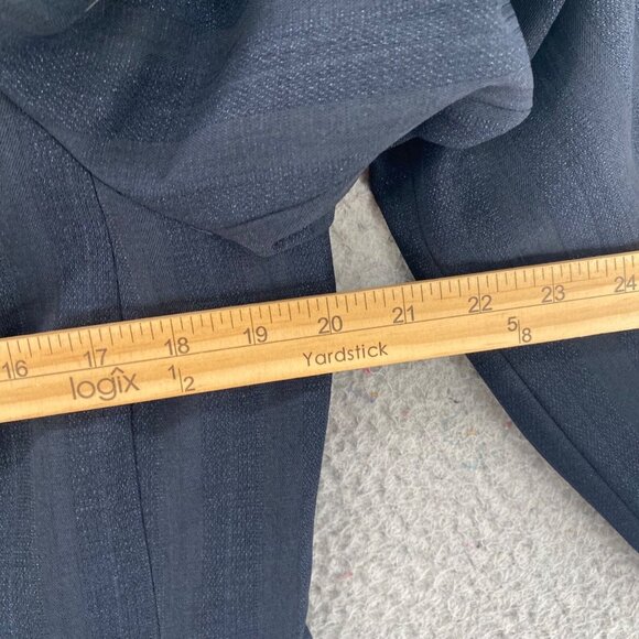 Le Suit Blazer Womens 12 Navy Shimmer Tonal Stripe Button Up Pockets Office Work - Picture 7 of 11